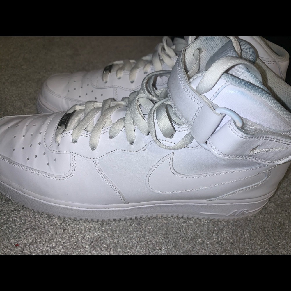 Men’s midtop all white air force ones, size 12